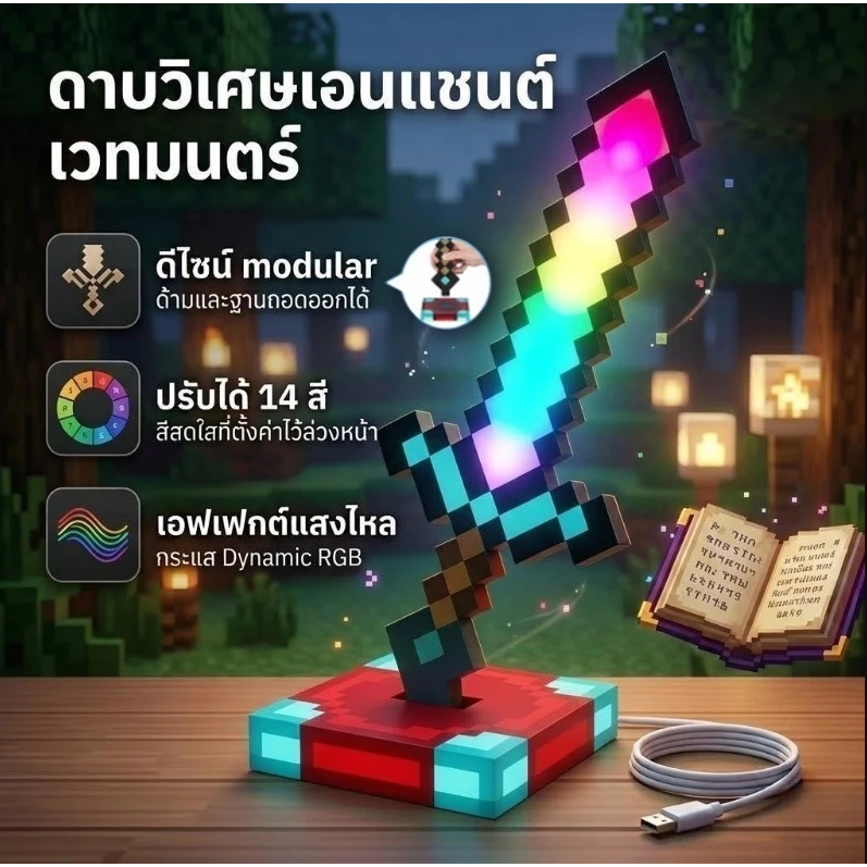 ดาบเพชรเรืองแสงของ ดาบเล่นสำหรับเด็กผู้ชาย ดาบโมเสก ดาบคริสตัล แสงสวยงามเท่