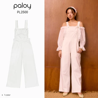 Paloy - PL2500 Darling Overall เอี๊ยมผ้าคอตตอนแต่งลูกไม้ ปักลายโบว์ กระดุมหัวใจ (Known By Heart)