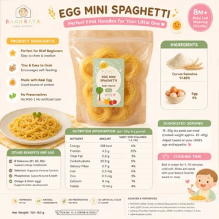 🔥Promotion🔥ลดราคา🥚 สปาเก็ตตี้ไข่เส้นจิ๋ว🥚Baby Egg Spaghetti พาสต้าเด็ก BLW 8M+ Finger Food กินเองได้ Baan Raya