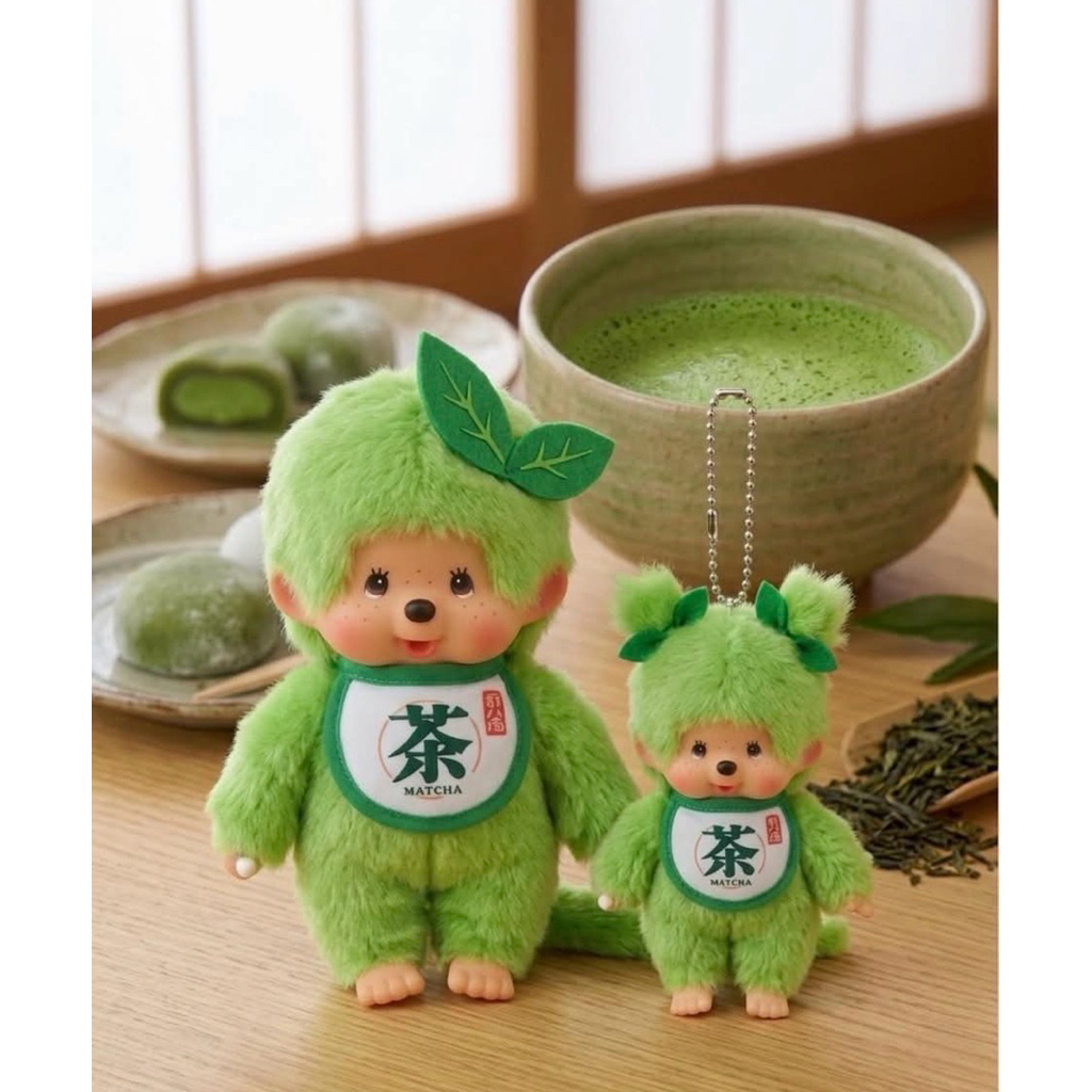 พร้อมจัดส่ง📌 🇯🇵 พวงกุญแจ ตุ๊กตา Monchhichi ชาเขียว🍃