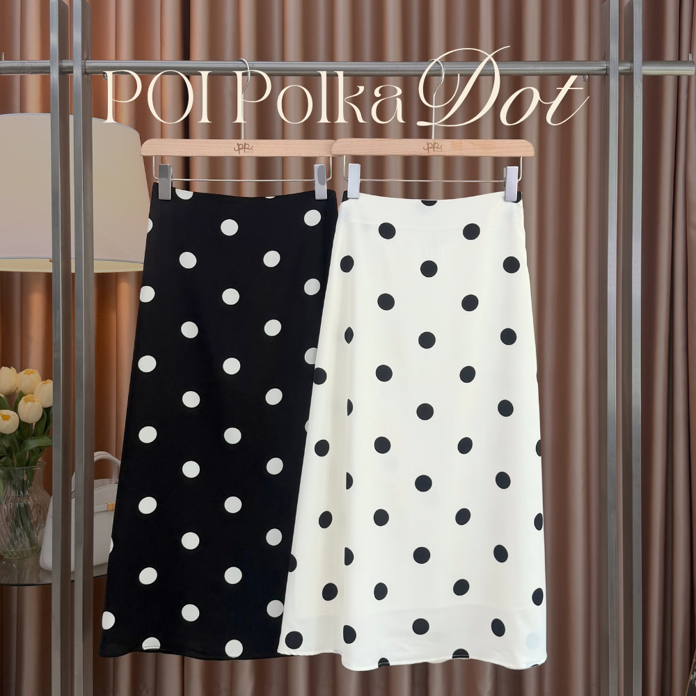 POI Polka pop กระโปรงผ้าเจลลี่ลายจุดใหญ่ ผ้านิ่ม R001F7