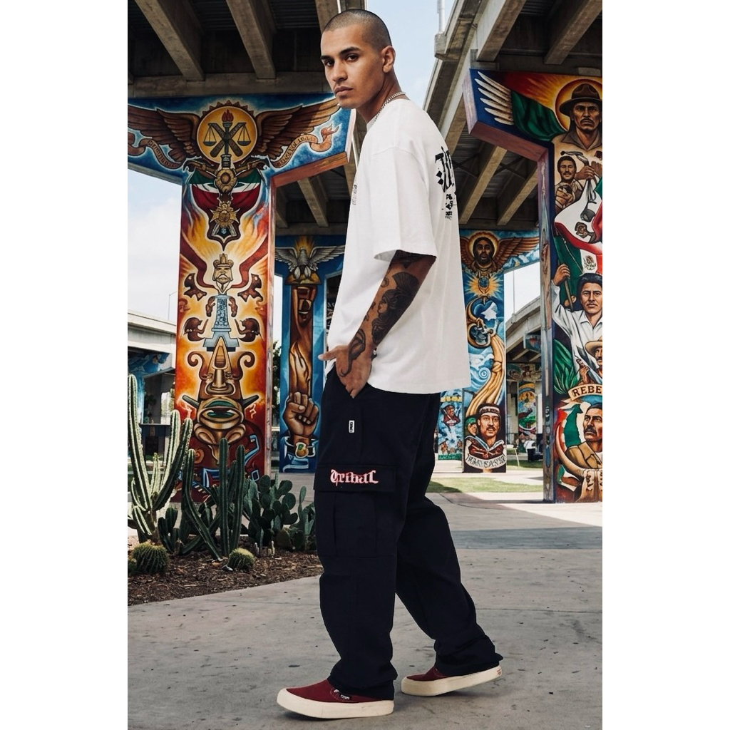 🔥TRIBAL RIPSTOP CARGO SHORTS สีดำ 🔥