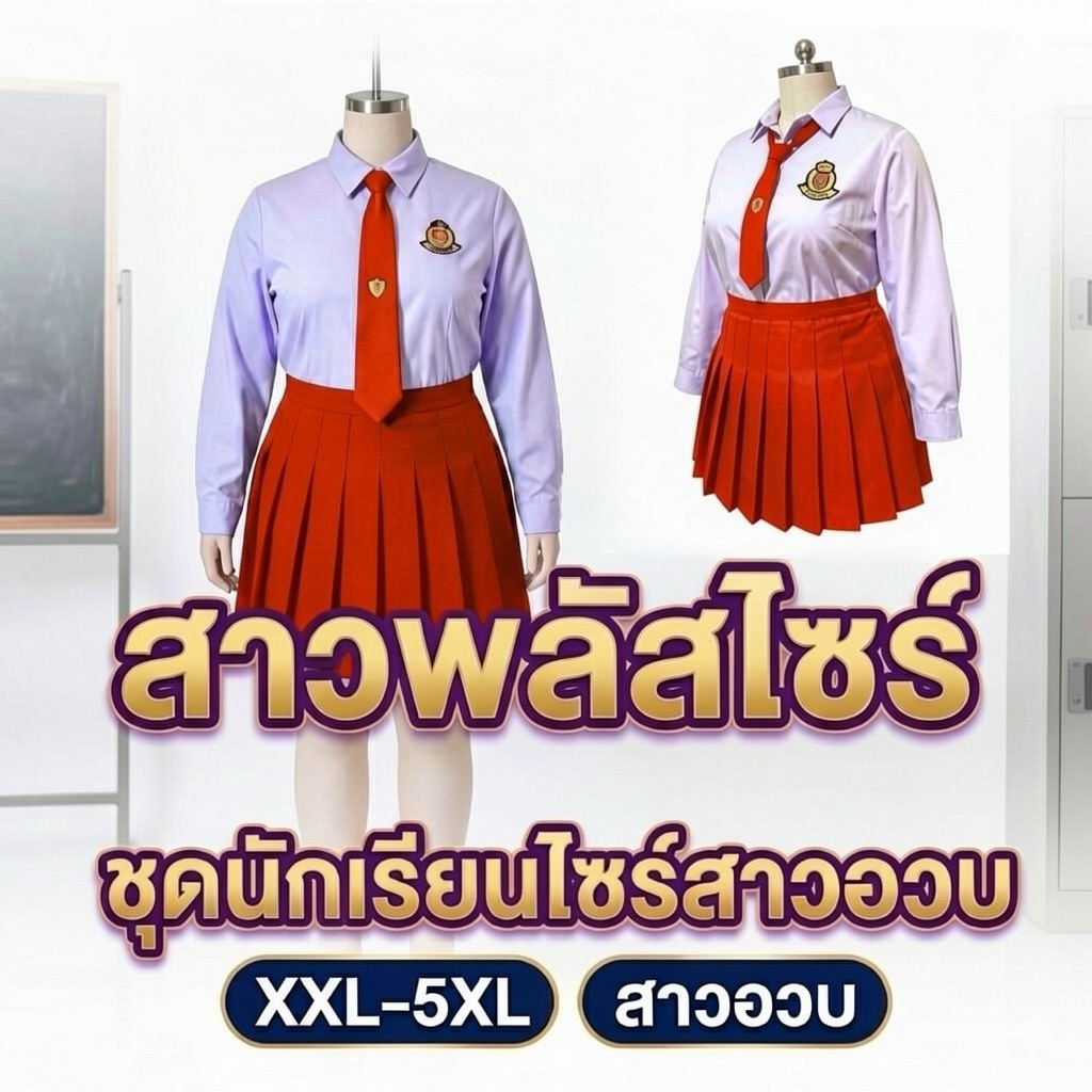 ชุดนักเรียนปาร์ตี้สาวพลัสไซส์ สาวอวบ ครบชุด ส่งด่วน จัดส่งไวจากกรุงเทพ