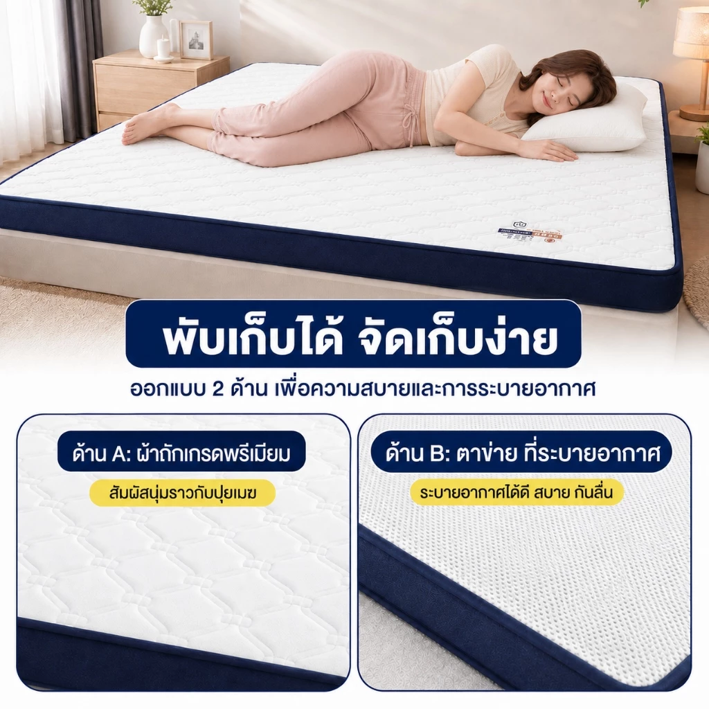 ที่นอนยางพารา 100% 3/3.5/4/5/6ฟุต ที่นอนเพื่อสุขภาพ ลดอาการปวดหลัง ไม่มีฟอร์มาลดีไฮด์ ส่งฟรี COD thumbnail 8
