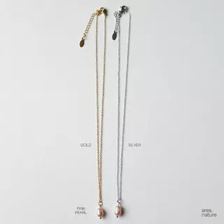 ares.nature - สร้อยไข่มุกแท้ classic pearl สร้อยพร้อมจี้ไข่มุกแท้ (stainless steel)