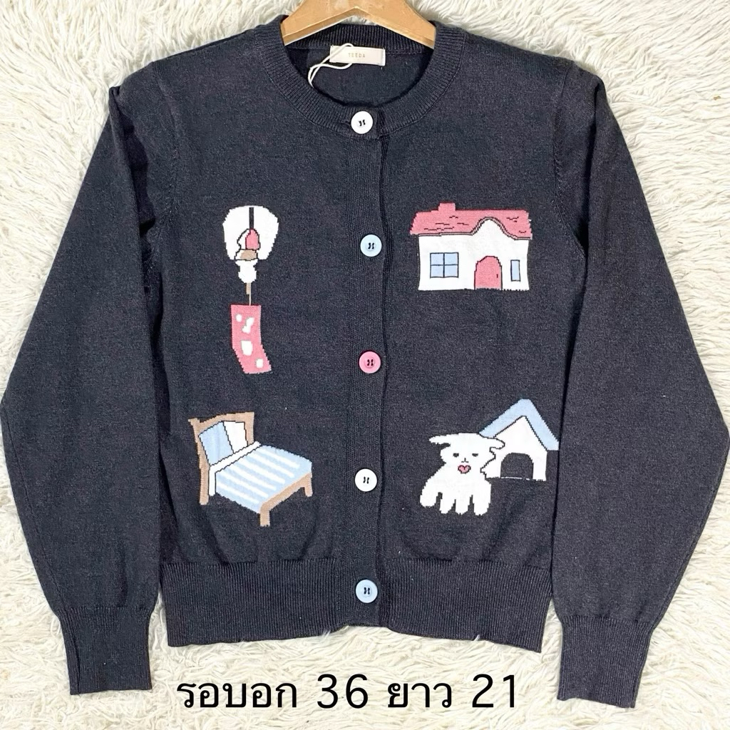 มือ1 เสื้อคลุม ผ้าคอตตอน งานเกาหลี เสื้อคลุมสไตล์เกาหลี