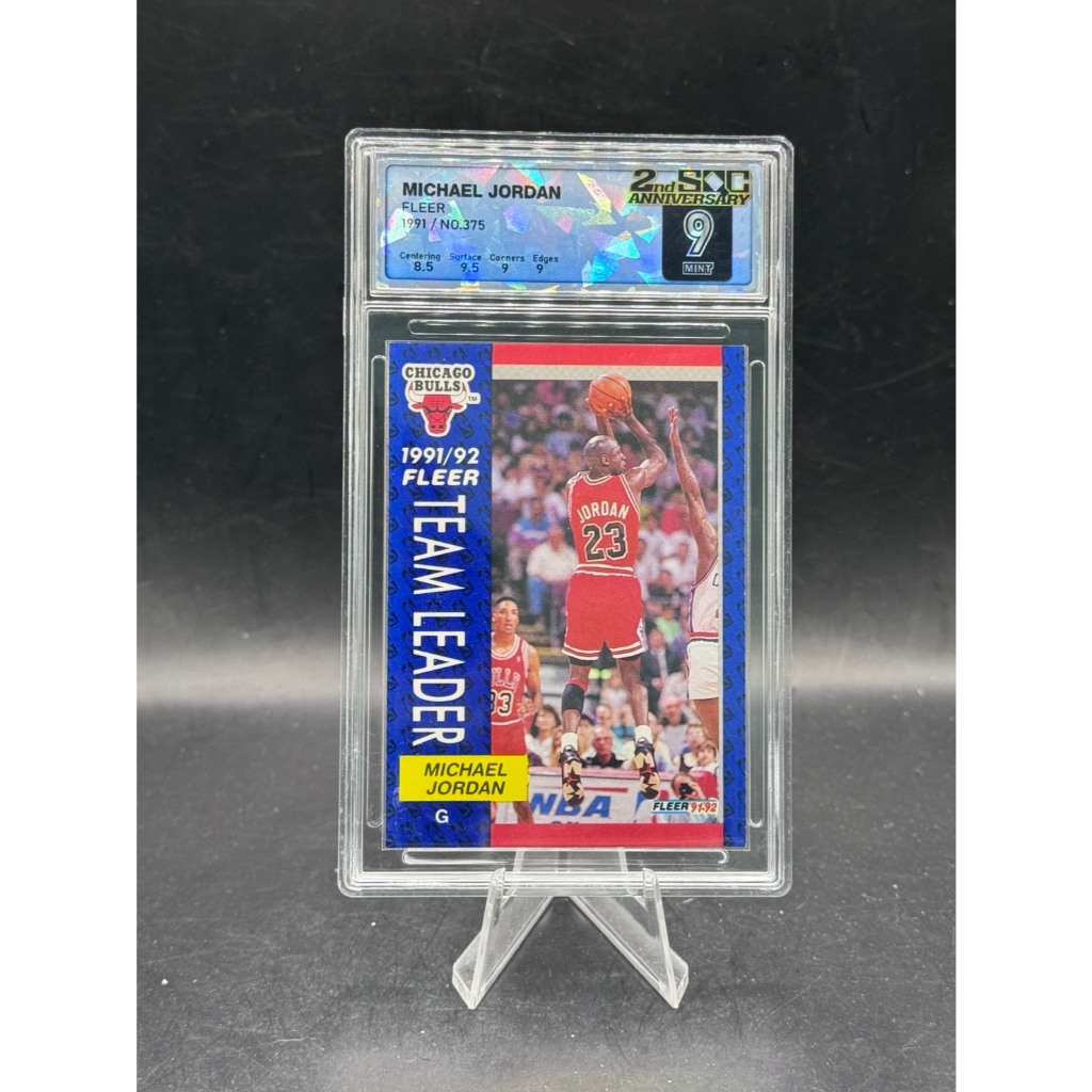 **Michael Jordan - 1991-92 Fleer "Team Leader" - #375 - SQC 9 Mint**
