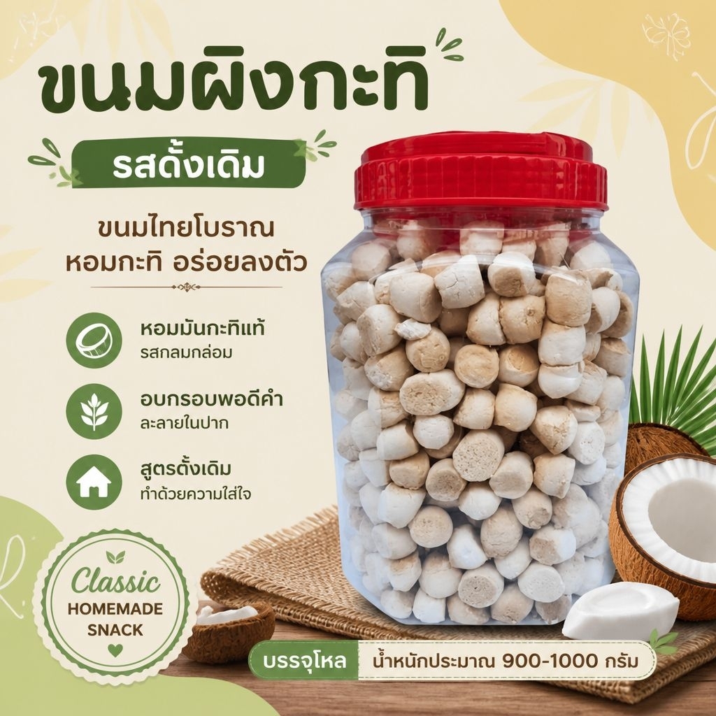 ขนมผิง อบเทียน แบบรสดั้งเดิม บรรจุกระปุกโหลใหญ่
