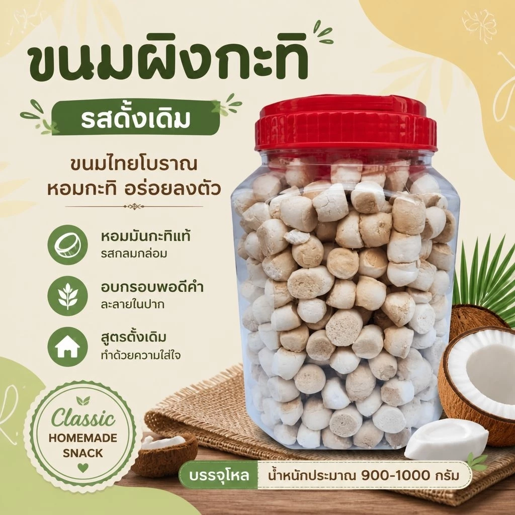 ขนมผิง อบเทียน แบบรสดั้งเดิม บรรจุกระปุกโหลใหญ่