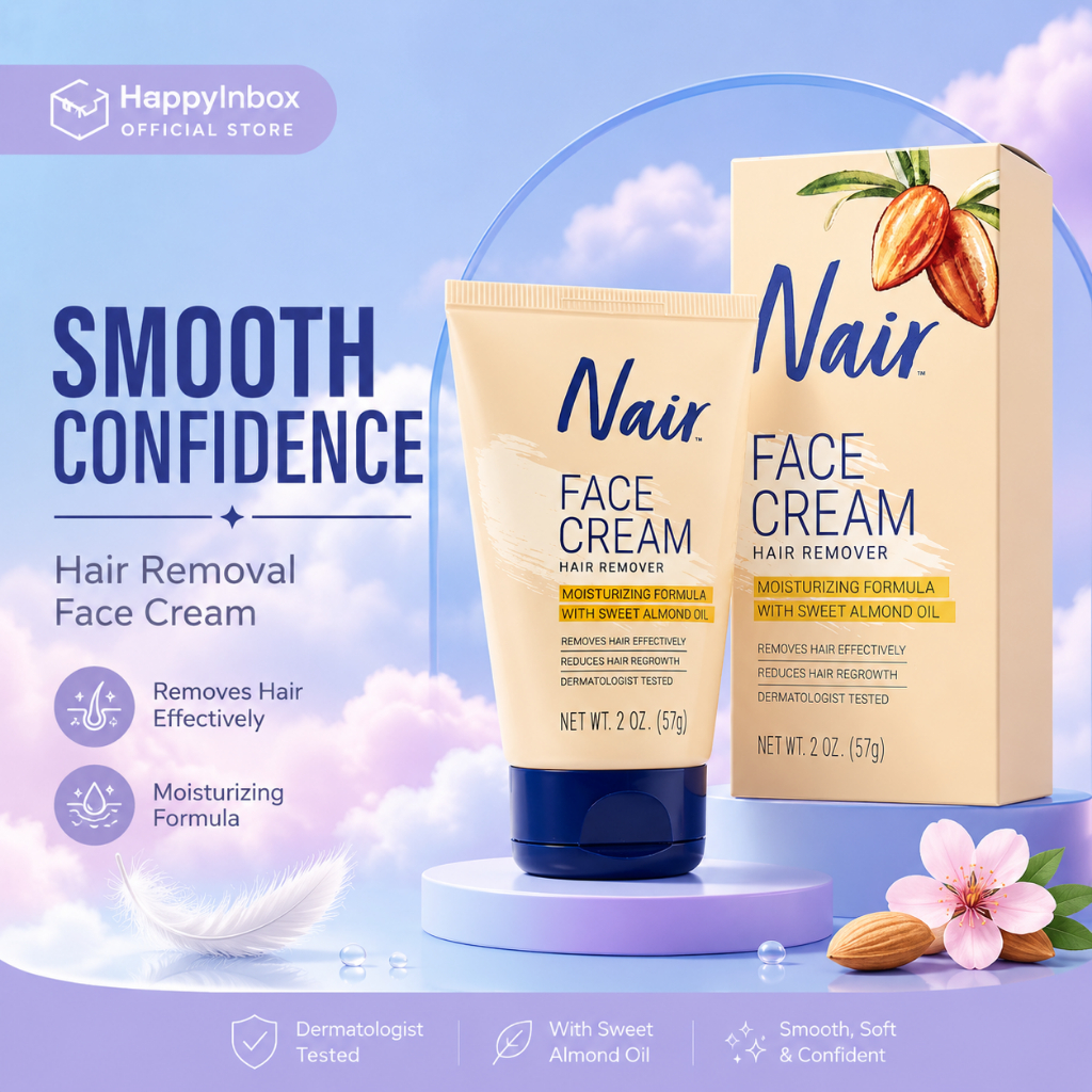 Nair Face Cream Hair Remover 57g ครีมกำจัดขนบนใบหน้า สูตร Sweet Almond Oil USA