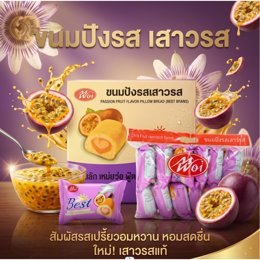 ขนมปังหมอนรสเสาวรส แบรนด์MeiWei 1ลัง 144ชิ้น รสชาติหวานอมเปรี้ยว อร่อยทุกคำที่ทาน (MWขนมปังเสาวรส)