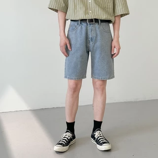 Baggy S-5XL กางเกงขาสั้นยีนส์ทรงตรงผู้ชาย ดีไซน์เกาหลี มีให้เลือก 7 สี