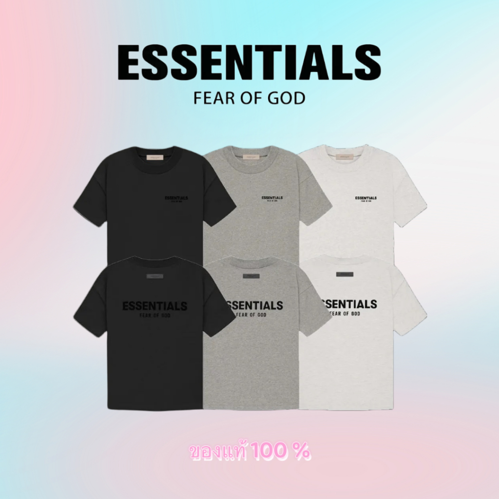 💯สินค้าแท้ 100% พร้อมส่ง FEAR OF GOD ESSENTIALS T-Shirt SS22 เสื้อแขนสั้น oversized แบบจำลองพื้นฐาน