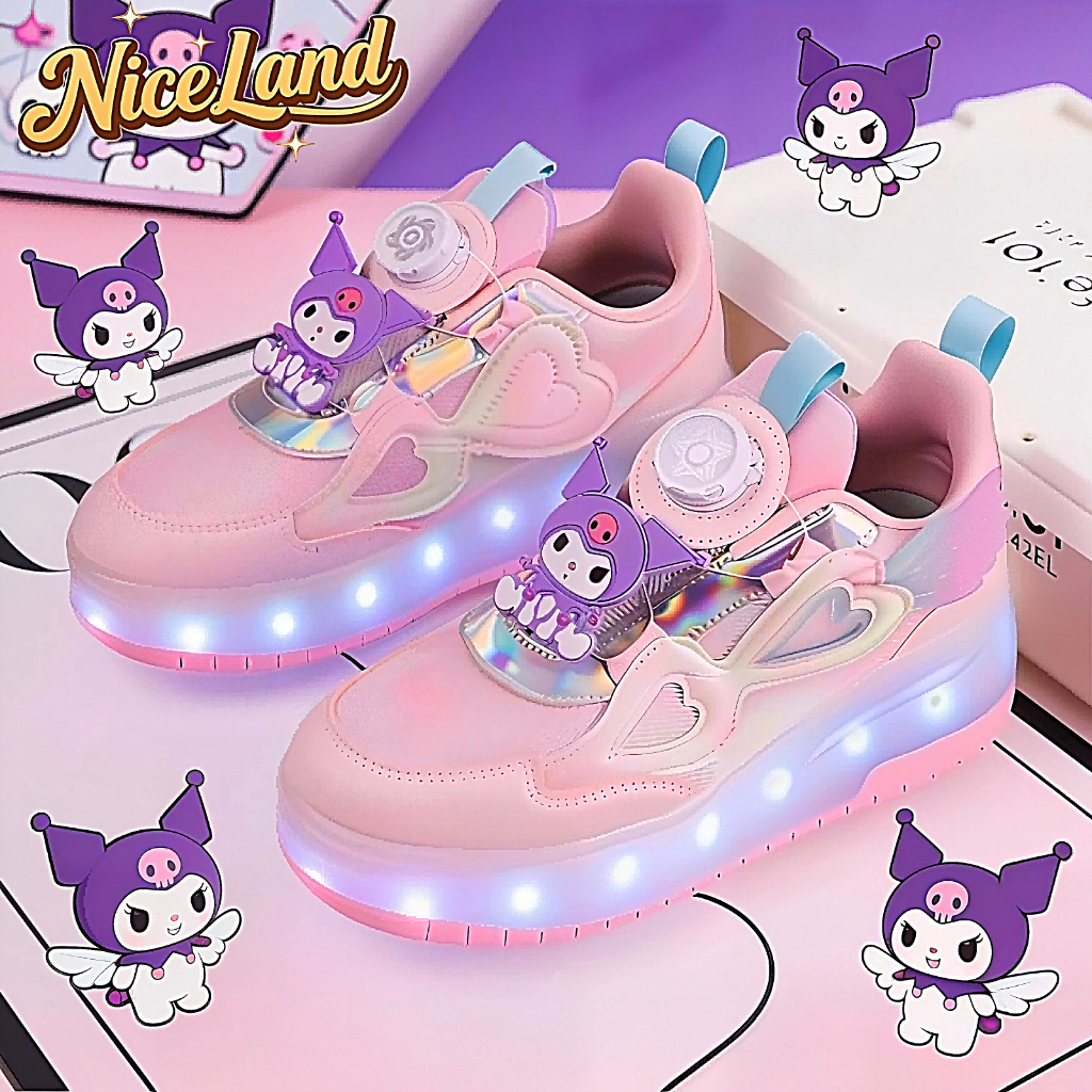 รองเท้าสเก็ตเจ้าหญิง Kuromi ล้อ LED สว่าง VPRE เจ้าหญิง เท่ห์ไม่ซ้ำใคร สำหรับสาวๆ สไตล์ VPRE (แบบถอดได้)