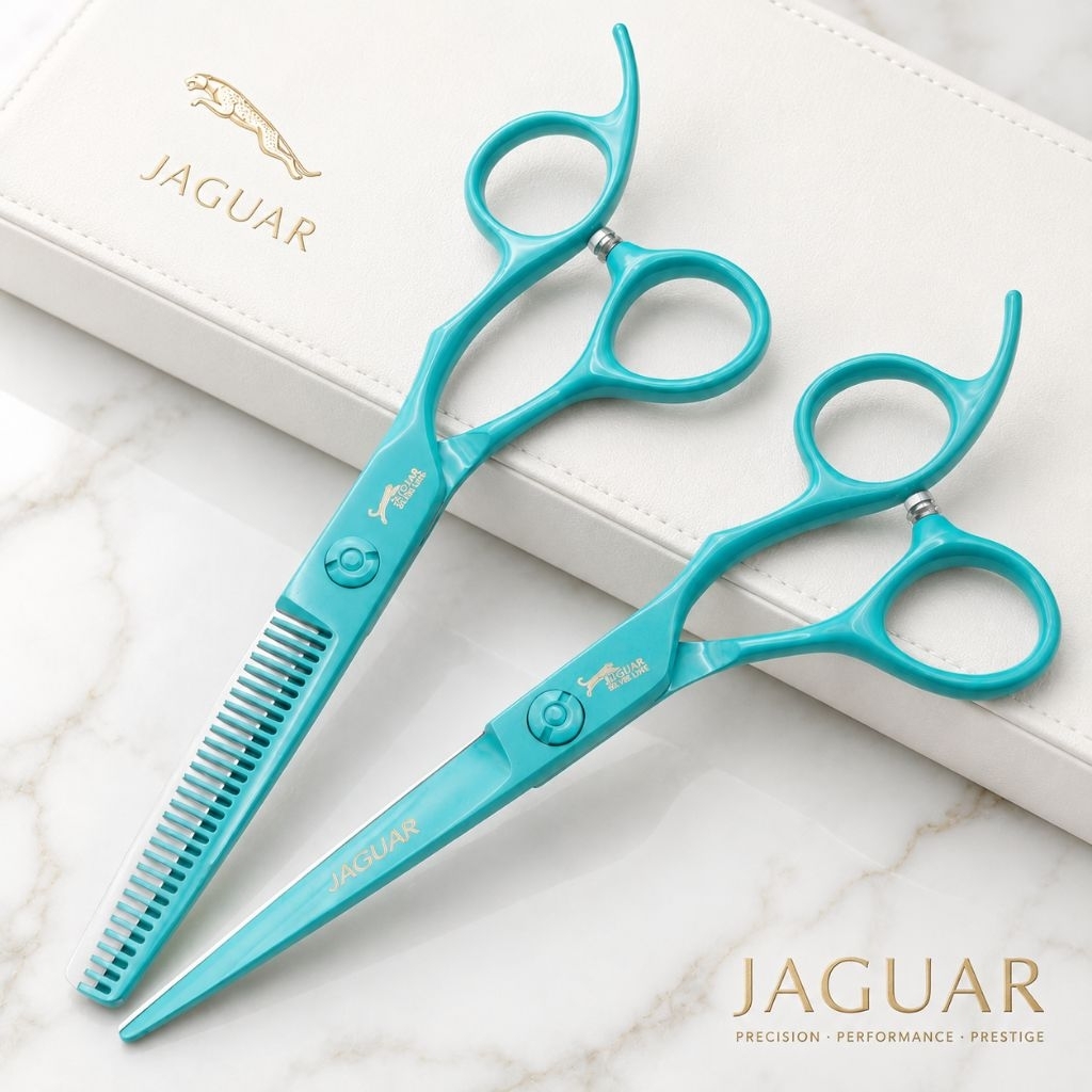 กรรไกรตัดผมมืออาชีพ Jaguar 1คู่ 6นิ้ว สีเขียวมิ้นท์ รุ่นพรีเมียม