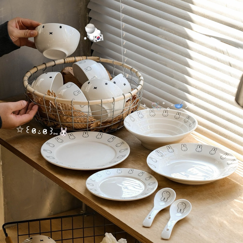 (พรีนะคะ👀) HEYHOMI—Set จาน ถ้วยเซรามิค ตรีม: มิฟฟี่ Miffy “โทนสีมินิมอล สไตล์เกาหลี” มีให้เลือกทั้งหมด 12รายการ