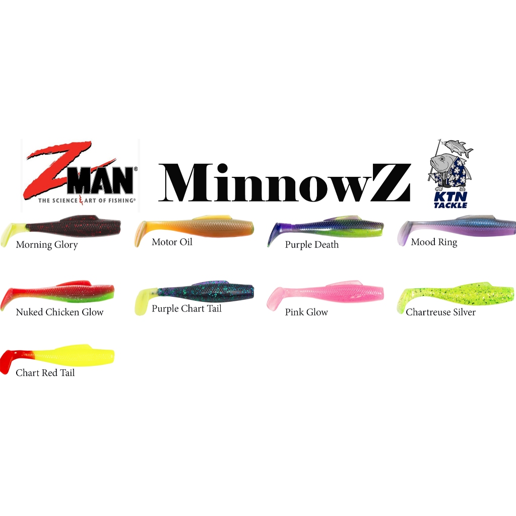 Z-MAN MINNOWZ 3 นิ้ว ปลายางหางพาย เนื้อยาง ElaZtech เหนียวพิเศษกัดไม่ขาด เหยื่อปลอมตกปลากะพง ช่อน ชะโด ของแท้ 100% USA