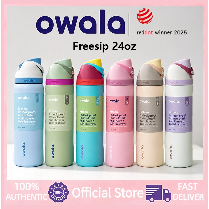💦Owala FreeSip 24oz กระบอกน้ำพร้อมหลอด เก็บร้อนเก็บเย็น กันรั่ว พกพาสะดวก ความจุใหญ่ แก้วน้ำเก็บอุณหภูมิ