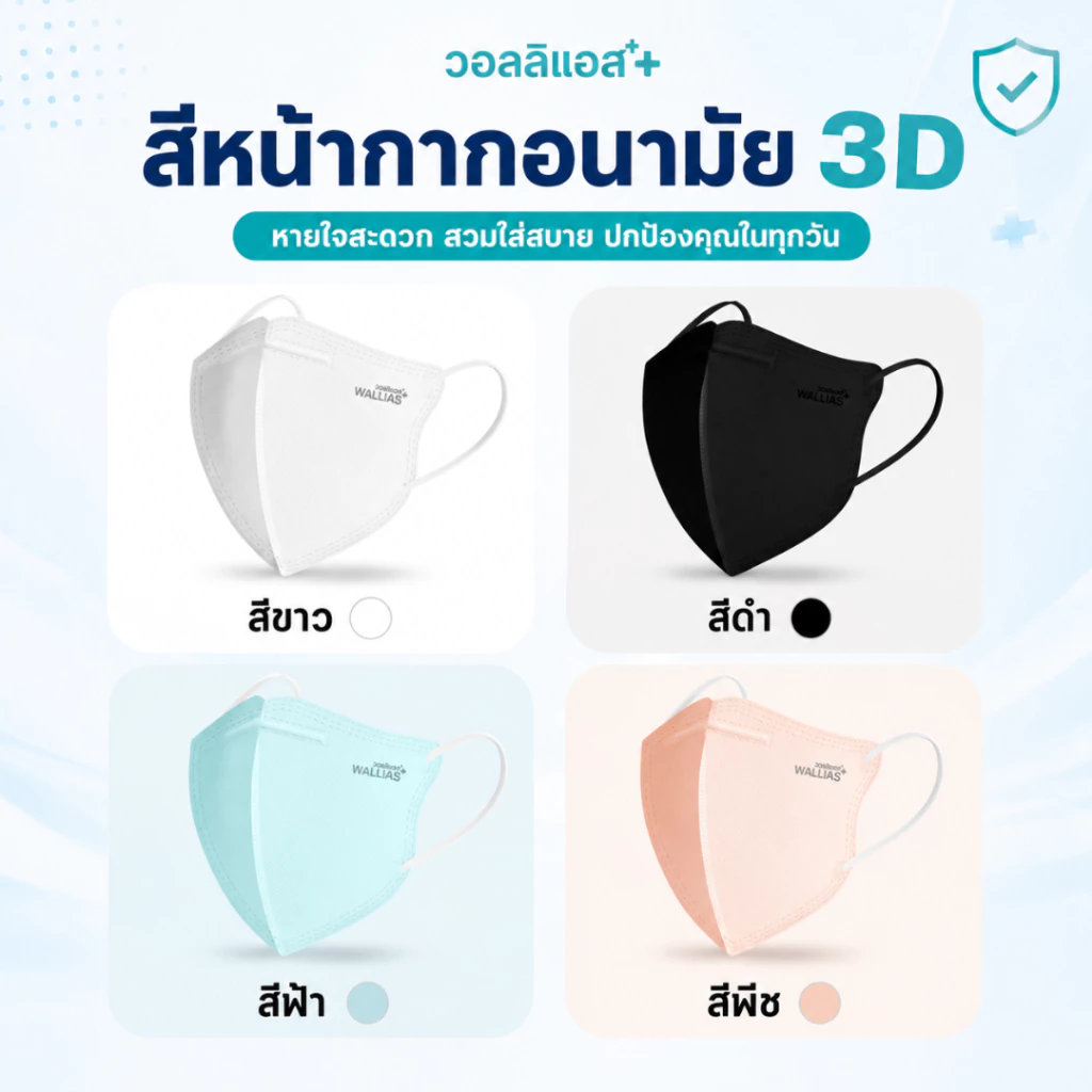 【แมส 3D】WALLIAS Medical Mask หน้ากากอนามัยทางการแพทย์3D แมสก์ทรง 3D ป้องกันฝุ่นPM2.5 ทรงสวย ใส่สบาย มาตรฐาน thumbnail 7
