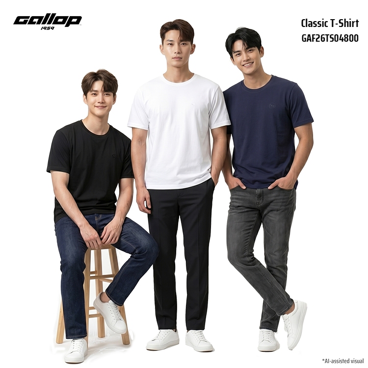 GALLOP Men’s Classic T-Shirt เสื้อยืดคอกลมสีพื้น ทรง Regular Fit (GAF26TS04800)