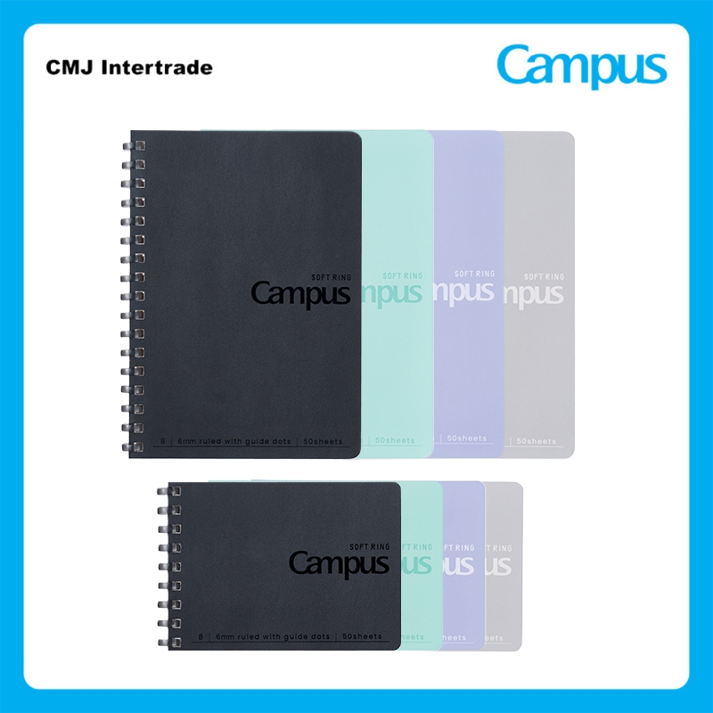 KOKUYO Campus Manabi Softring Notebook สมุดโน้ต สมุดห่วงแบบนิ่ม ขนาด A7 A6 50แผ่น สมุดบันทึกสันห่วง มินิมอล สไตล์ญี่ปุ่น