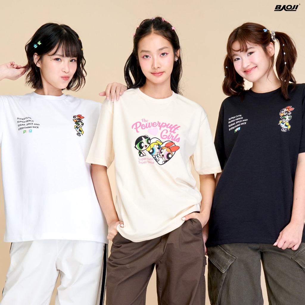 BAOJI บาโอจิ The Powerpuff Girls เสื้อยืด Oversize ผ้า Dry Tech แห้งไว ระบายอากาศดี