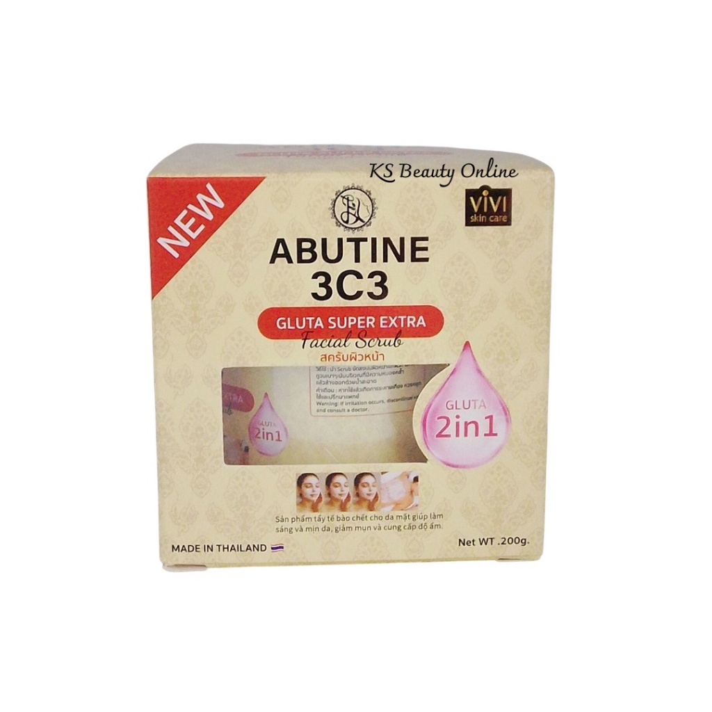 สครับผิวหน้า vivi ABUTINE 3C3 GLUTA SUPER EXTRA Facial Scrub 200g.