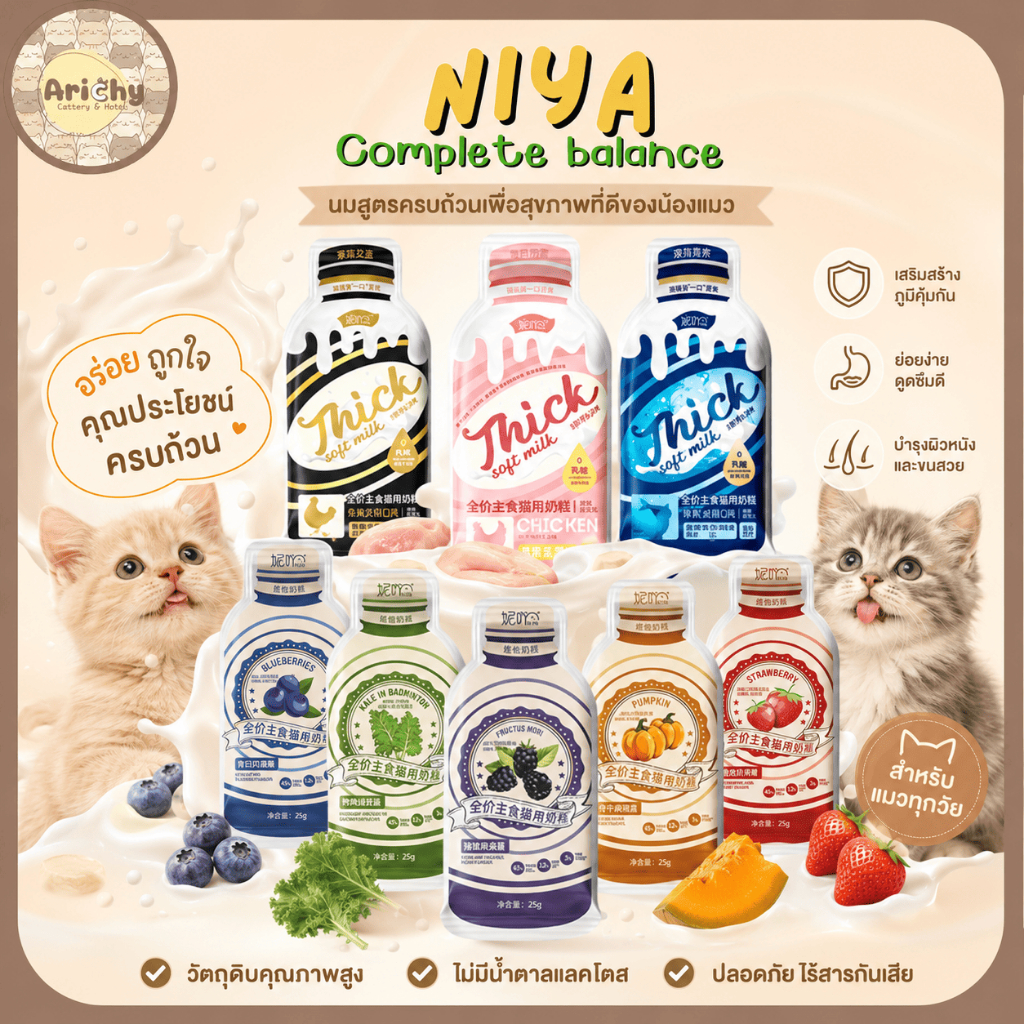 (แบ่งขาย) NIYA Thick Soft Milk อาหารเปียกแมวสูตร Complete & Balanced สารอาหารครบถ้วน สำหรับแมวทุกช่วงวัย