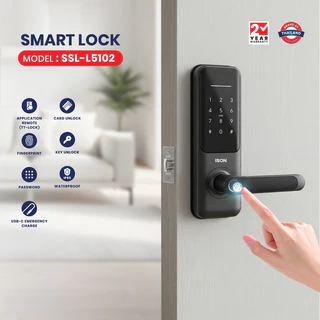 [NEW] ISON Digital Door Lock ประตูดิจิตอลล็อค ติดแทนลูกบิด สแกนนิ้วมือ มี Bluetooth รุ่น SSL-L5102 BL ไม่รวมค่าติดตั้ง
