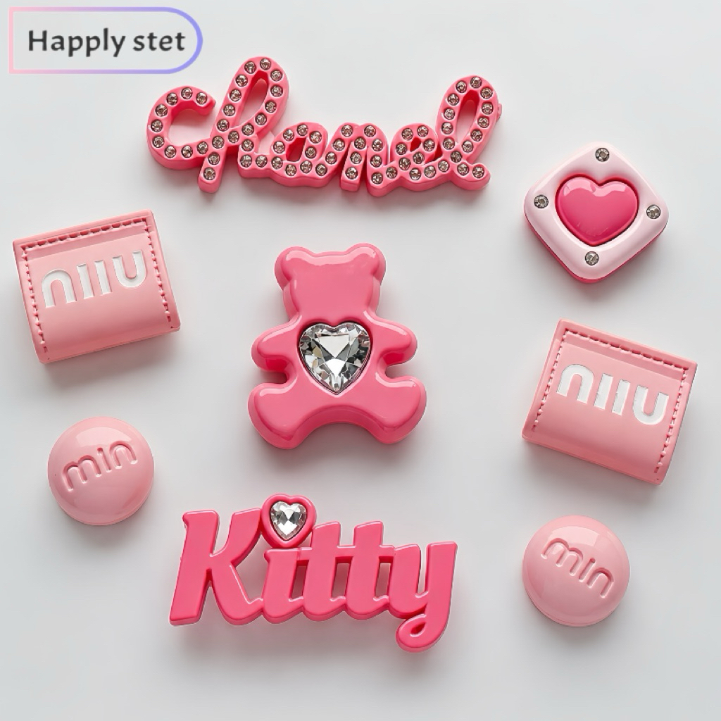 Happystep 8ชิ้น/เซ็ต G19มี*เฉพาะตัวติด(พร้อมส่ง) จิ๊บบิท ตัวติดรองเท้า ชุดตกแต่งรองเท้า ลายการ์ตูนน่ารักๆ