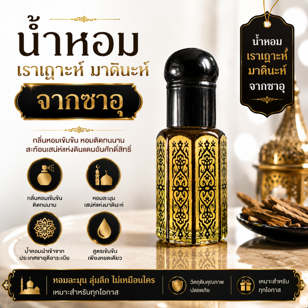 น้ำหอมเราเดาะมาดีมาดีนะห์(Oil)น้ำเข้าจากสาอุ