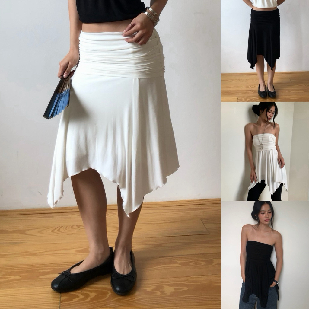 BEMYCHIC กระโปรงพับเอว สามารถดึงมาเป็นเสื้อได้ รุ่นDiana Multiway Top