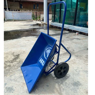 รถเข็นปูนดั้มล้อคู่ รถเข็นปูนทราย ล้อคู่ เหล็กหนา สีฟ้า ล้อพีวีซี 12นิ้ว