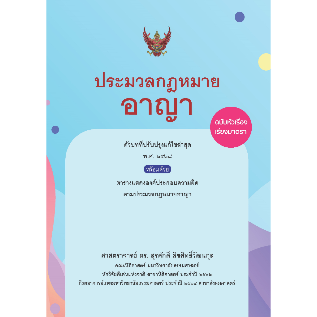 (ห่อปก) ประมวลกฎหมายอาญา ฉบับหัวเรื่องเรียงมาตรา (ศ.ดร.สุรศักดิ์ ลิขสิทธิ์วัฒนกุล)