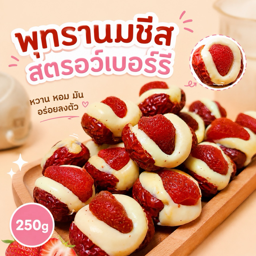 พุทรานมชีสสตรอว์เบอร์รี 250g