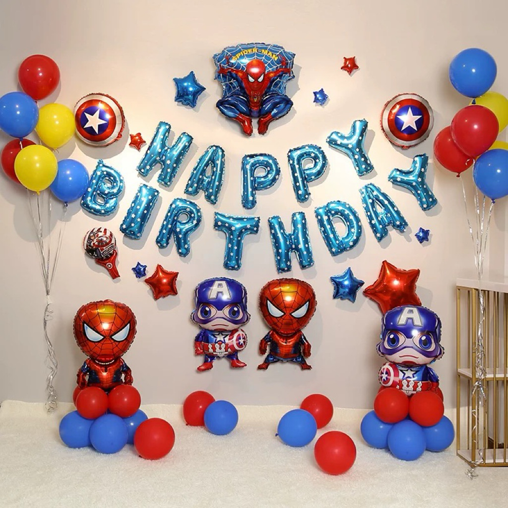เซ็ตลูกโป่งวันเกิด Super hero ยอดมนุษย์ ของเล่น ลูกโป่งวันเกิด เด็กผู้ชาย พร้อมส่งจากไทย ตรงปก
