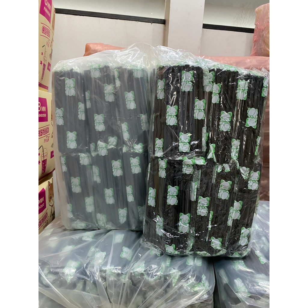 หลอดไข่มุก ไม่หุ้มฟิมล์ ยกมัด 5 แพ็ค (1500 เส้น) สีดำ หนัก 2.5 kg มี 2 ขนาดให้เลือกจ้า