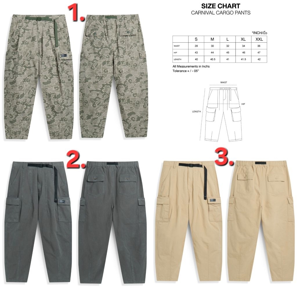 [ ของแท้ ] กางเกงขาขาว CARNIVAL SS26 RIPSTOP CARGO PANTS  ของใหม่ พร้อมส่ง