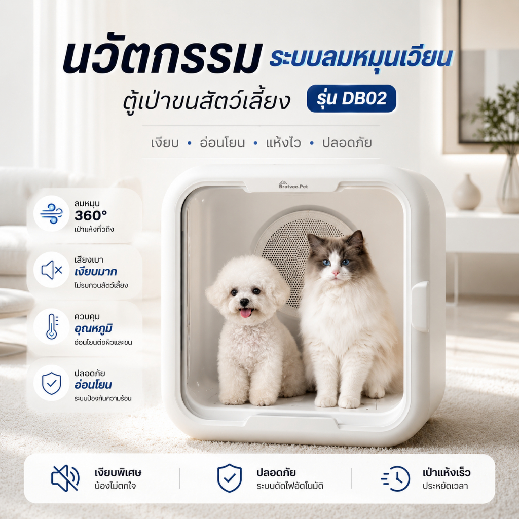 🐱PetParadise.th🐶 ตู้เป่าขนสัตว์เลี้ยง อัพเกรดใหม่ เชือมแอปได้ มีระบบUVฆ่าเชื้อ รับประกัน 1 ปี