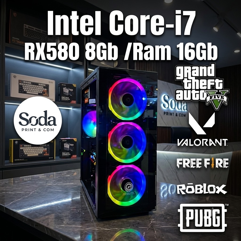 คอมพิวเตอร์ ครบชุด Core-i7 /Rx580 8Gb /Ram 16Gb เล่นเกมส์ ทำงาน สินค้าพร้อมจัดส่ง