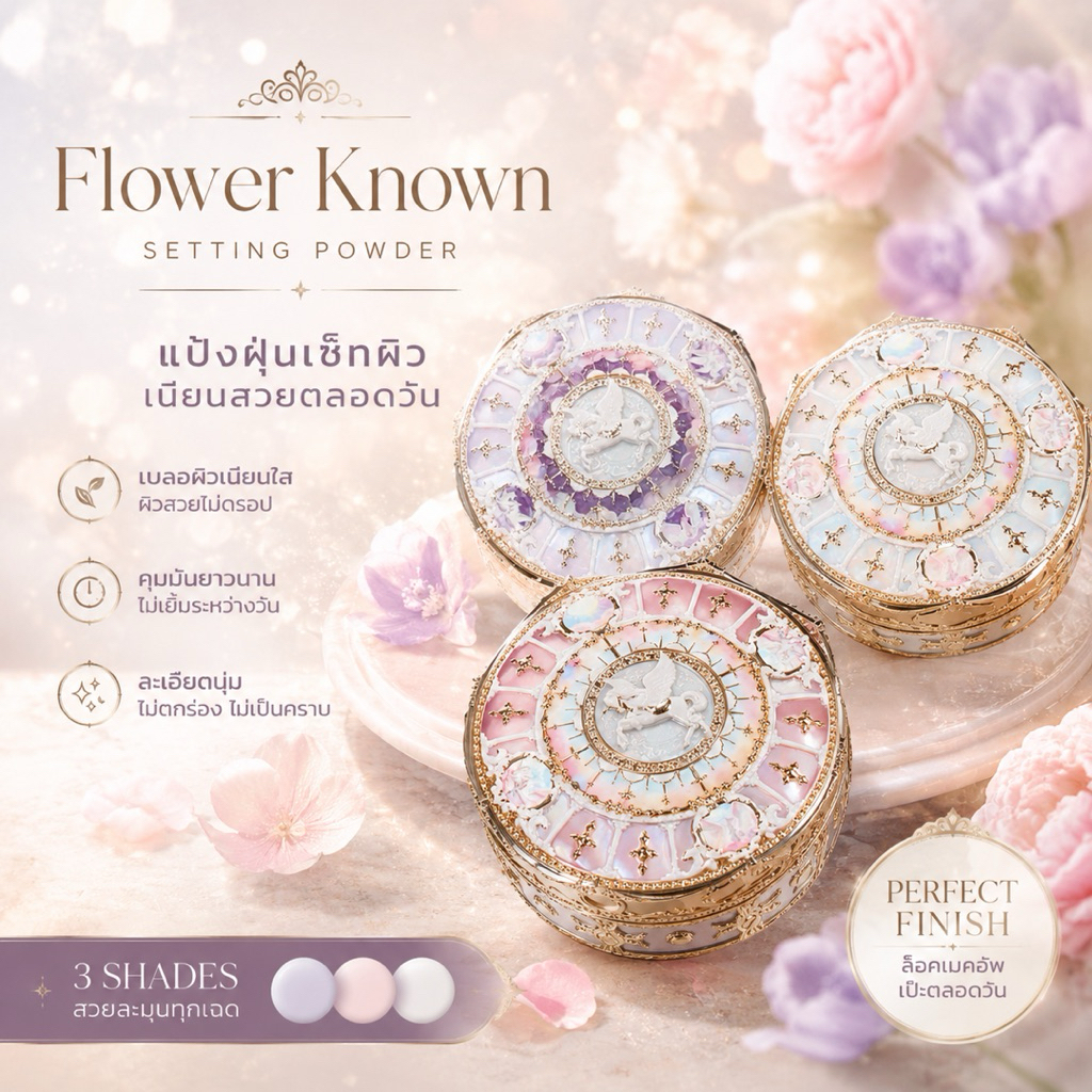 พร้อมส่งในไทย แป้งฝุ่น Flower Knight Unicorn Series Cloud Powder
