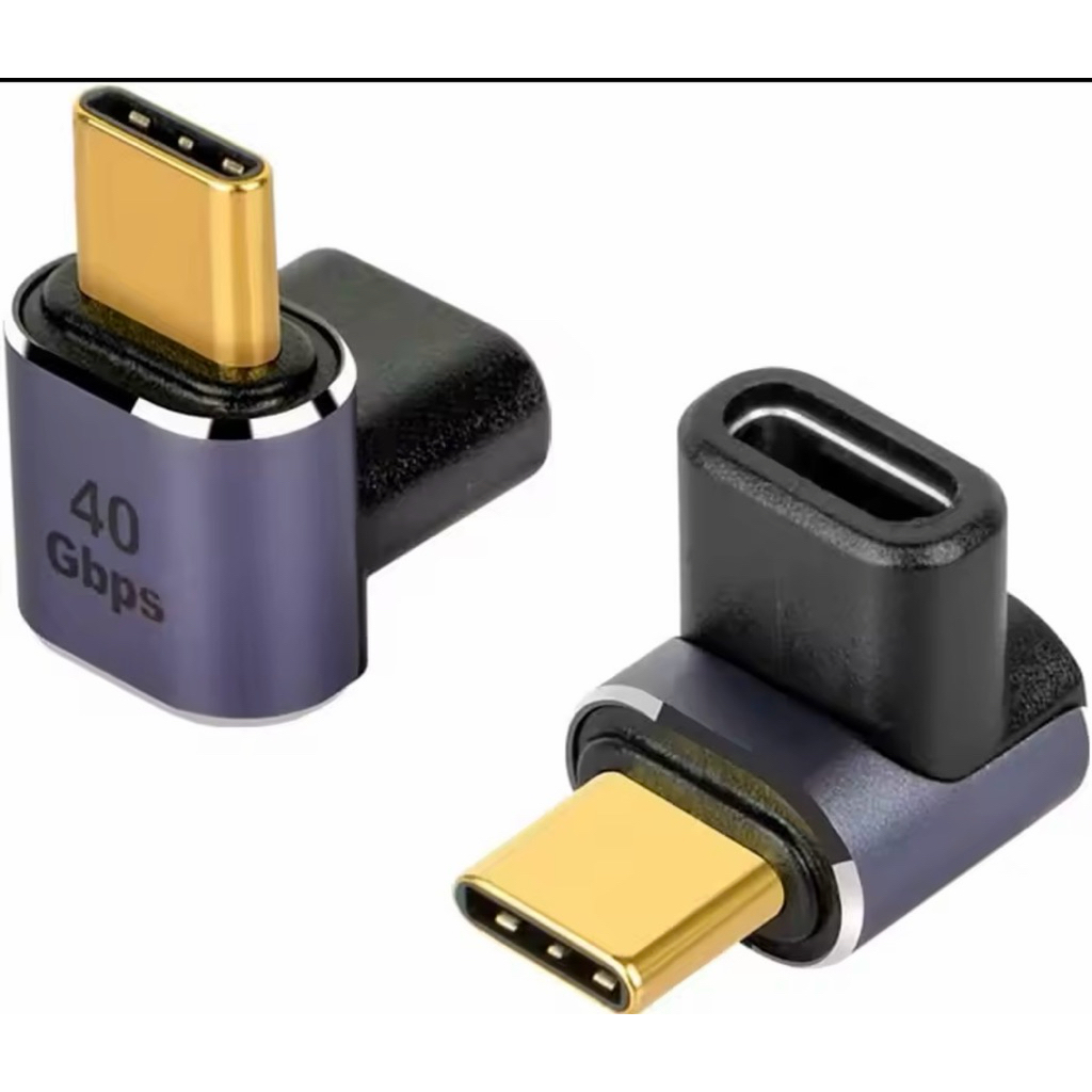 USB C อะแดปเตอร์90องศา USB-C 4.0 40Gbps ตัวผู้เป็น USB-C ตัวเมียอะแดปเตอร์สำหรับอบไอน้ำสวิตช์โน้ตบุ๊คแท็บเล็ต