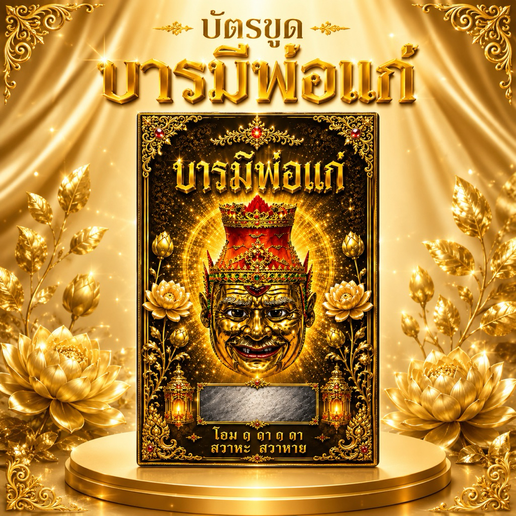 บัตรบารมีพ่อแก่ร้านมหาเฮง เลข 3 หลัก