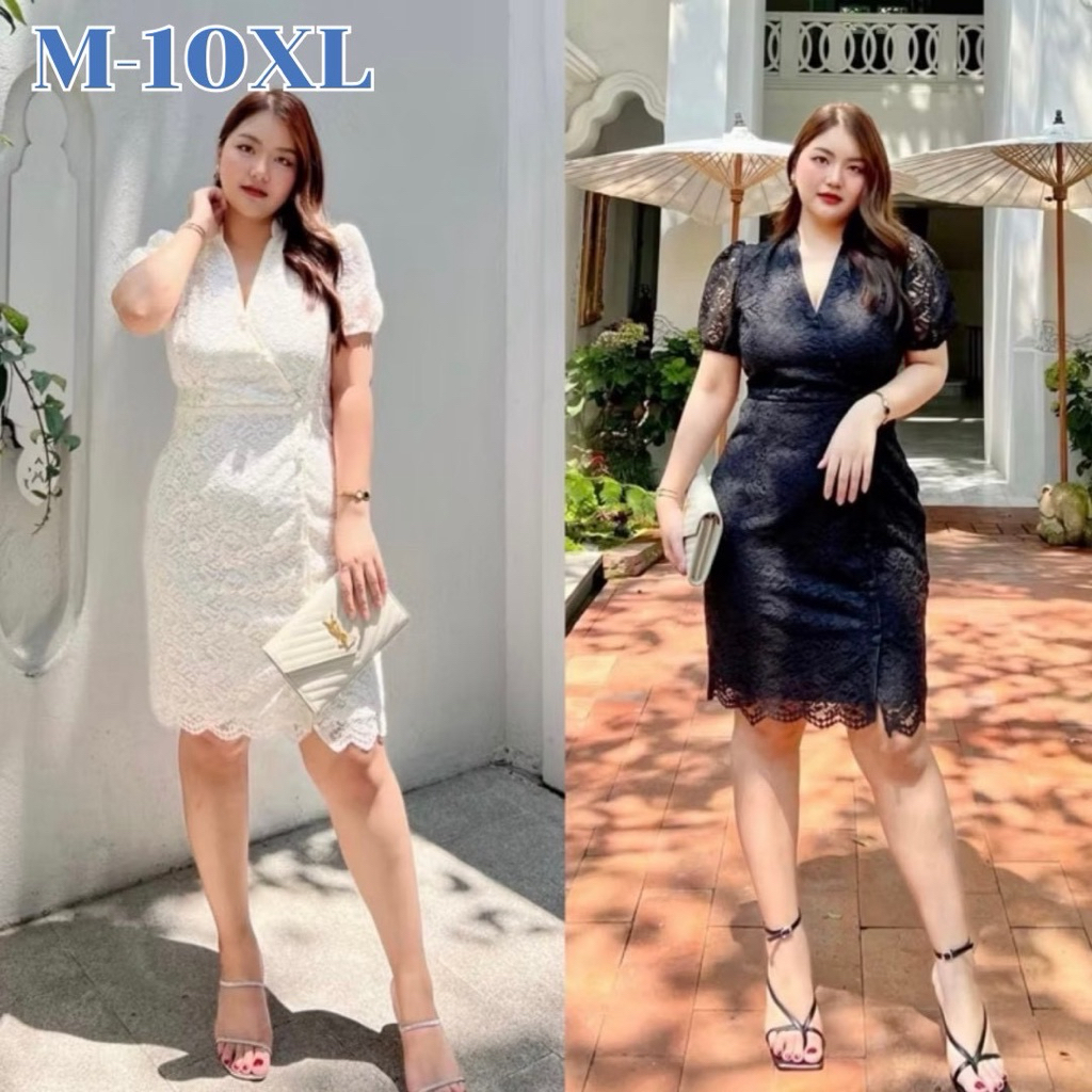 เดรสลูกไม้ สาวอวบใส่แล้วผอมมาก มีถึงไซซ์10XL รุ่น Bella