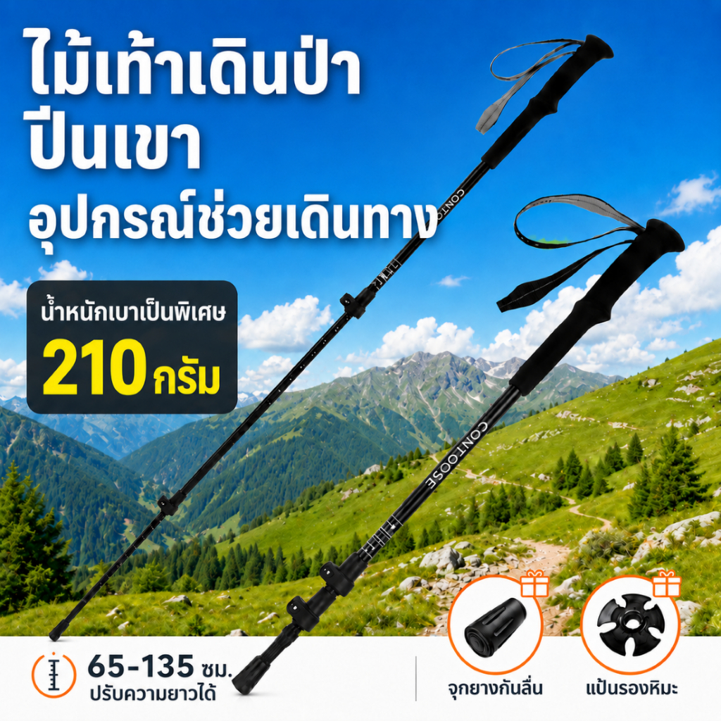 ไม้เท้าเดินป่าปรับได้ ลดแรงกระแทก สำหรับ mountaineers และ traveler