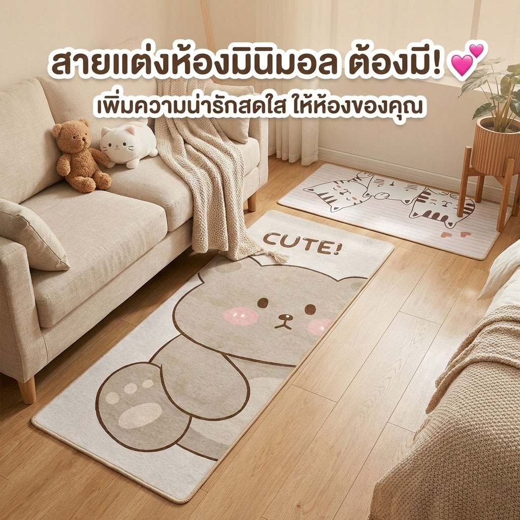 DS พรม พรมปูพื้นห้องนอน มีหลายขนาดให้เลือก สุดคิ้วท์ สัมผัสนุ่มนวล พรมกันลื่น ตกแต่งสวย COD