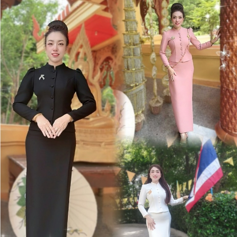 ชุดไทยจิตรลดา งานผ้าฝ้ายทอมือ อัดกาวทั้งชุด