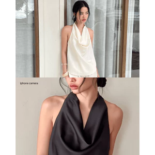 Muse satin set (save 90thb) ชุดเซ็ตคอถ่วงผ้าซาติน (ตะกร้าใหม่ กางเกงครีมมีซับใน)