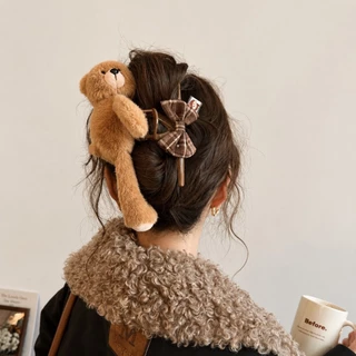 【พร้อมส่งจากไทย】Teddy Bear Plush Hair คาดผมและกิ๊บหนีบผมหมีตัวใหญ่สีน้ำตาล ขนฟูสุดน่ารัก เนื้องานเกาหลี คุณภาพพรีเมี่ยม