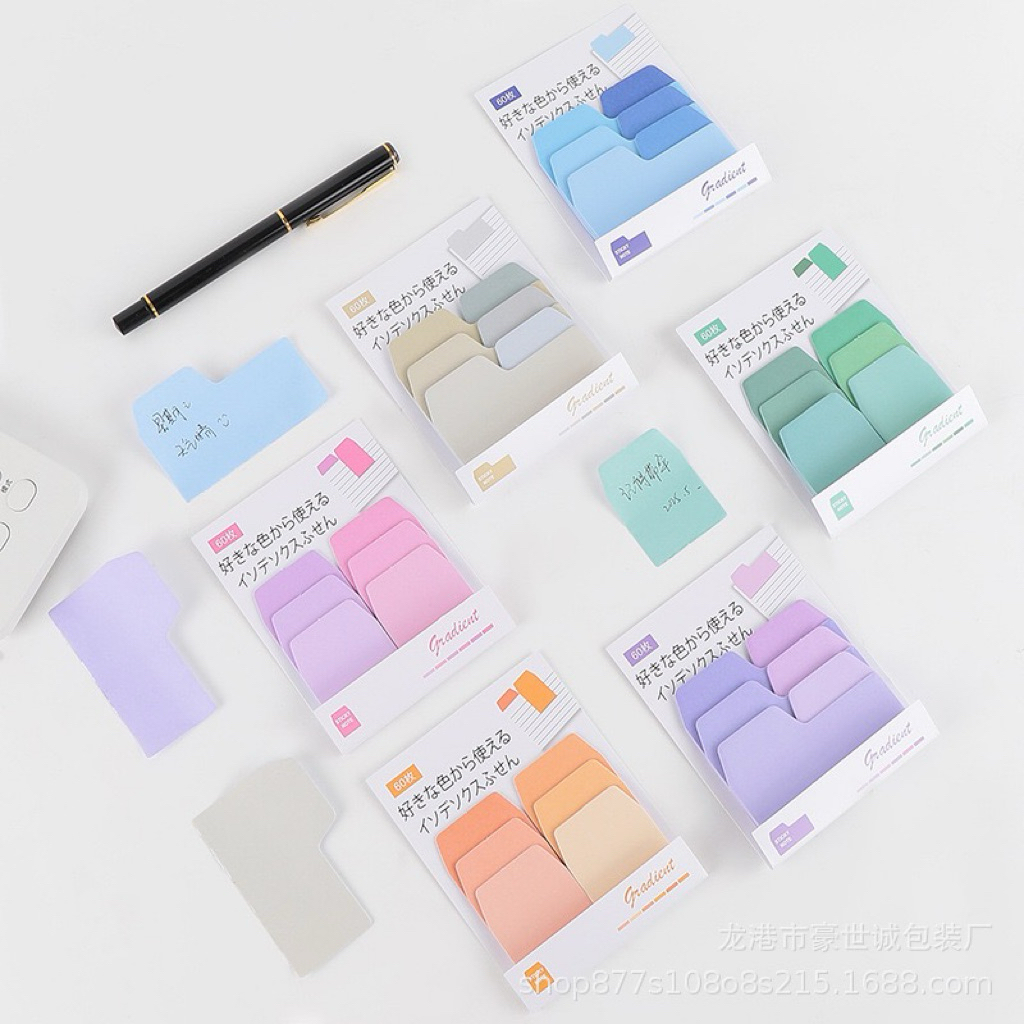 [60 แผ่น] กระดาษโน๊ตคั่นหน้าไล่สี | Index Tabs สำหรับหนังสือ Planner และเอกสาร sticky note